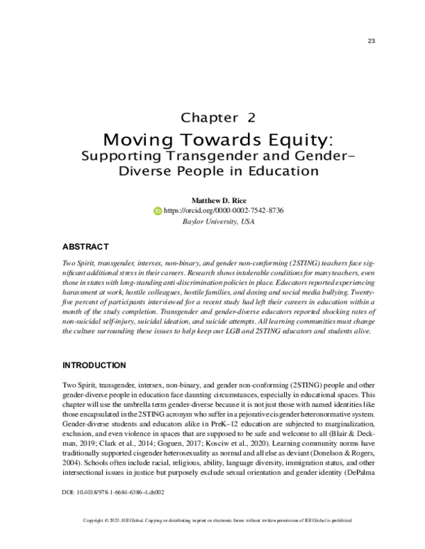 (PDF) Moving Towards Equity Supporting Transgender and Gender Diverse ...