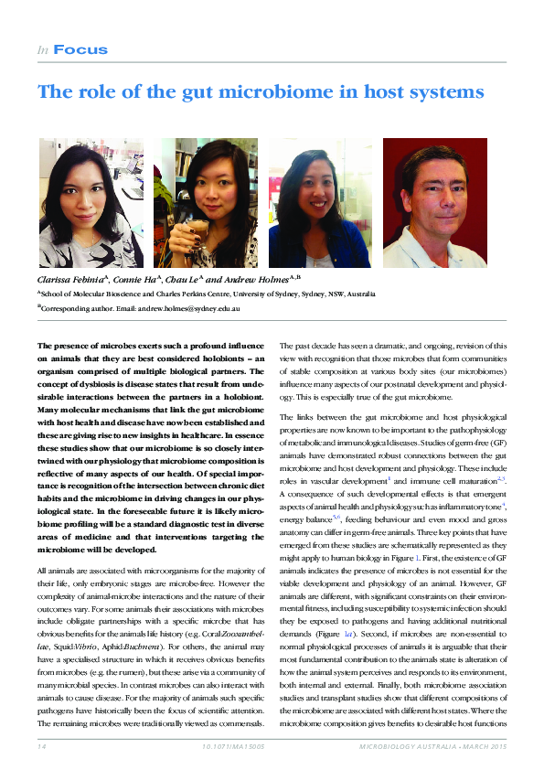 (PDF) The role of the gut microbiome in host systems