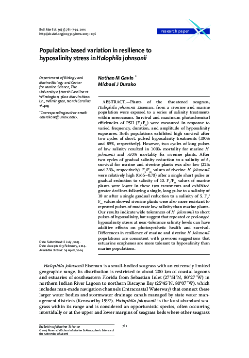 (PDF) Population-based variation in resilience to hyposalinity stress ...
