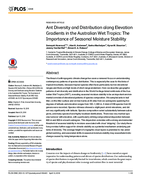 (PDF) Ant Diversity and Distribution along Elevation Gradients in the ...
