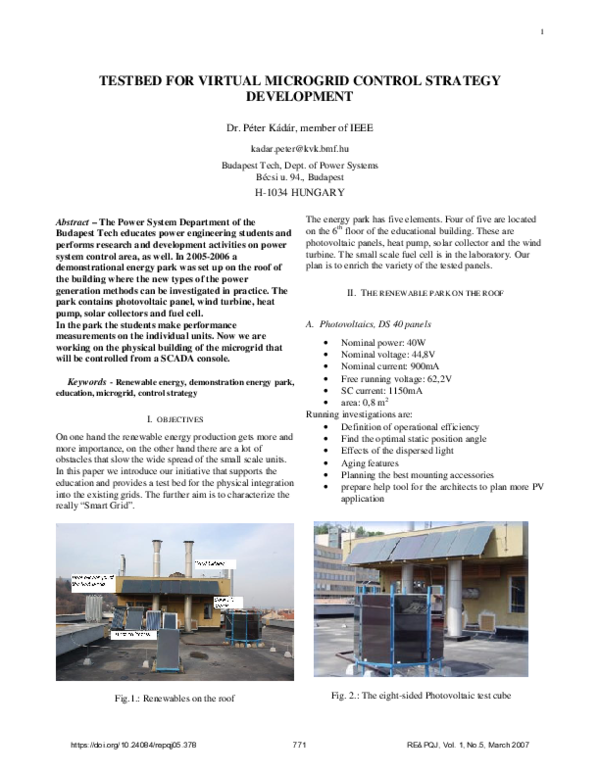 (PDF) Testbed for virtual microgrid control strategy development