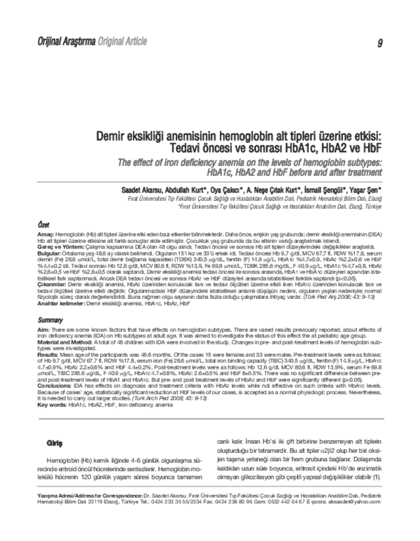 (PDF) The effect of iron deficiency anemia on the levels of hemoglobin ...