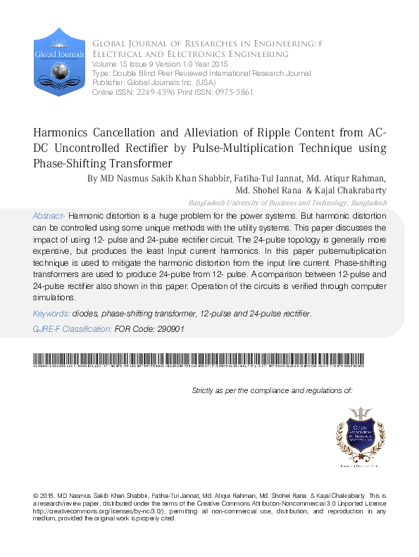 (PDF) Harmonics Cancellation and Alleviation of Ripple Content from AC ...