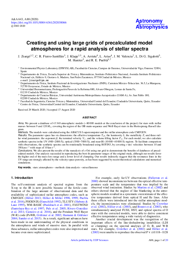 (PDF) Creating and using large grids of precalculated model atmospheres ...