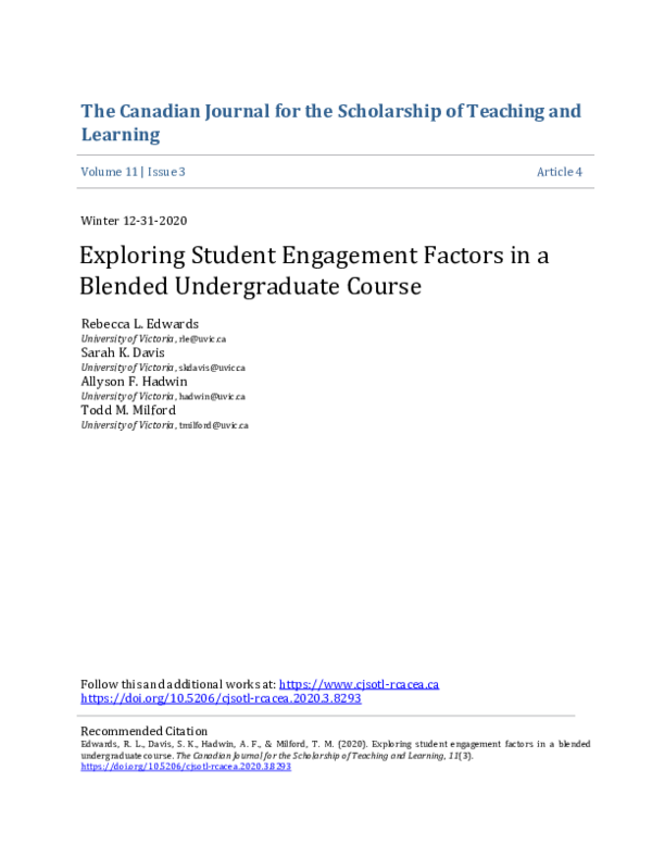 (PDF) Factors Affecting Student Engagement in Blended Learning