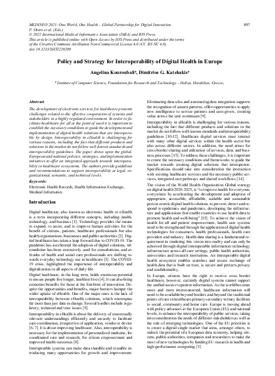(PDF) Policy and Strategy for Interoperability of Digital Health in Europe