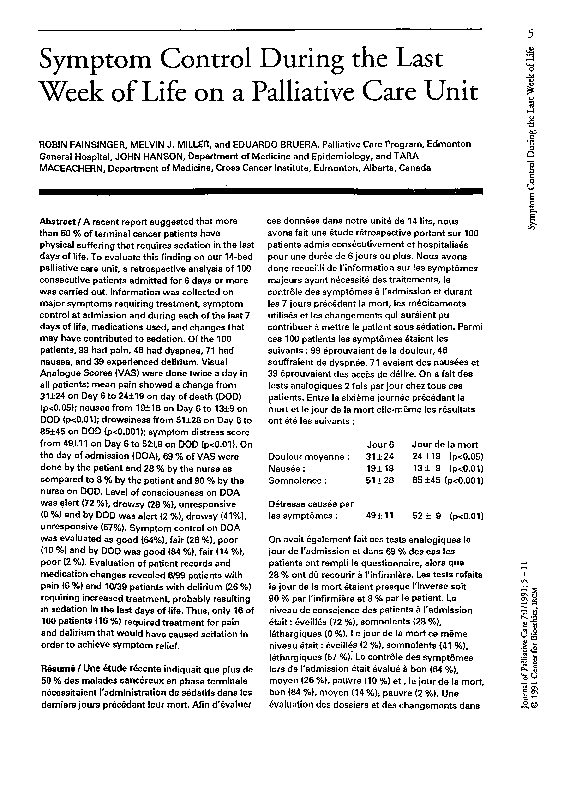 (PDF) Symptom Control during the Last Week of Life on a Palliative Care ...