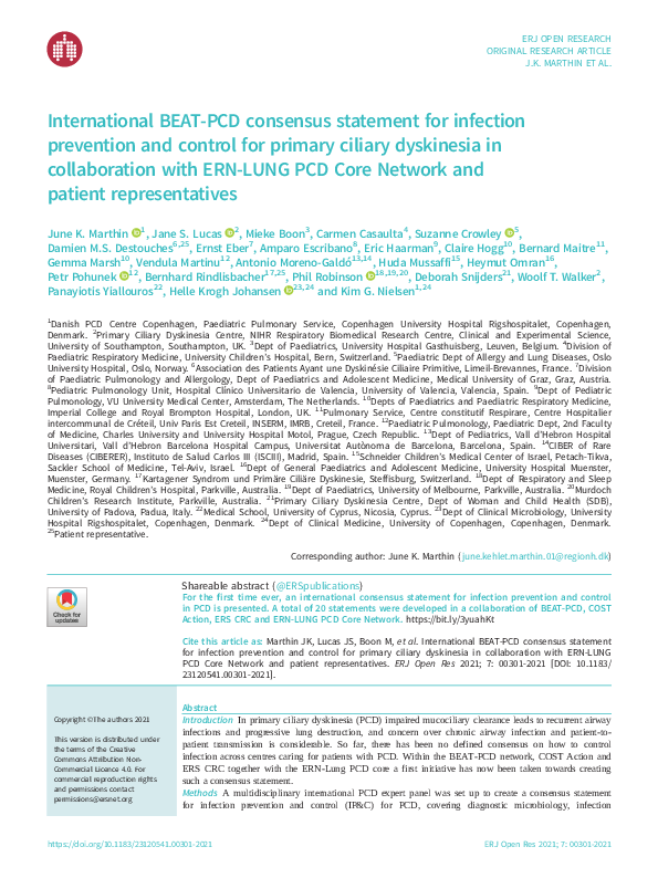(PDF) International BEAT-PCD Consensus Statement for infection ...