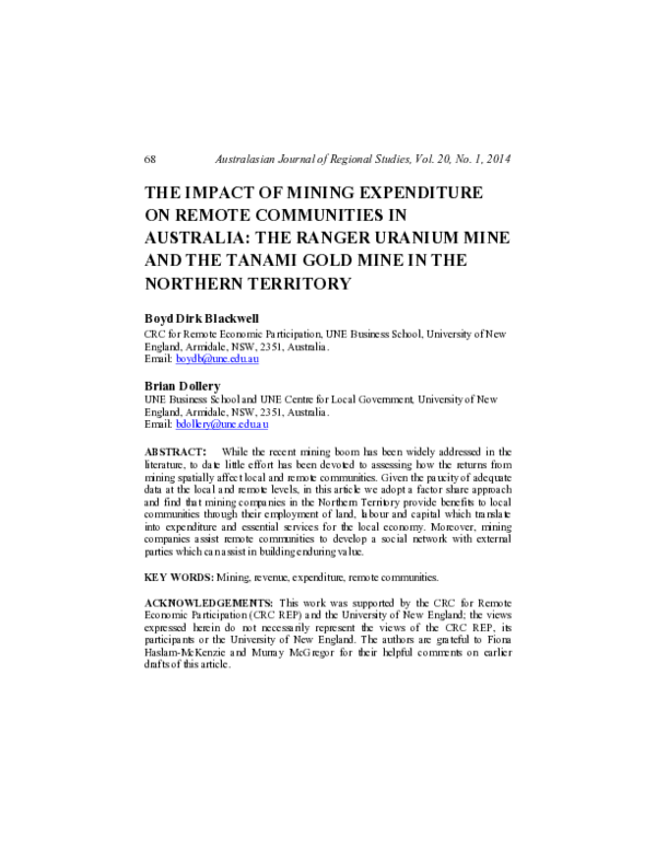 (PDF) The impact of mining expenditure on remote communities in ...