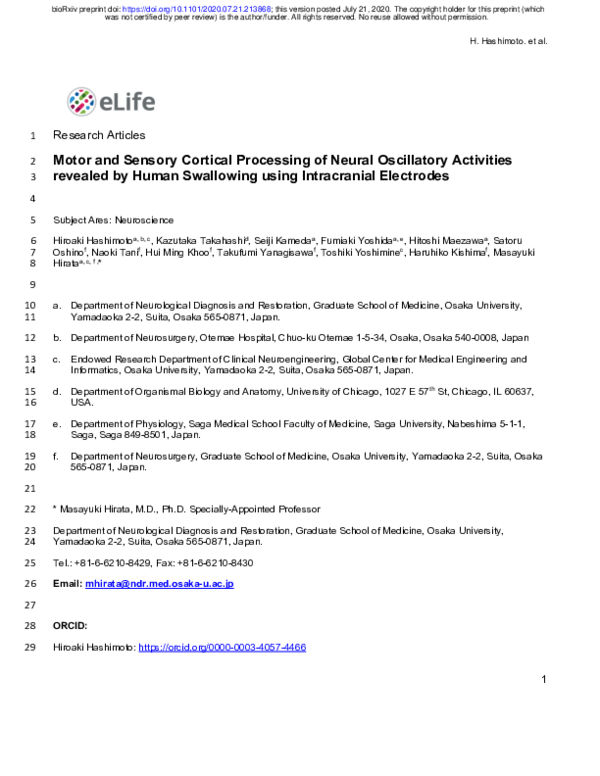 (PDF) Motor and Sensory Cortical Processing of Neural Oscillatory ...