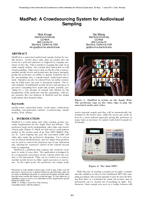 (PDF) MadPad: A Crowdsourcing System for Audiovisual Sampling