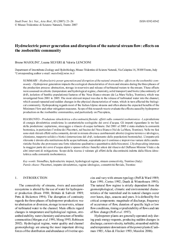 (PDF) Hydroelectric power generation and disruption of the natural ...