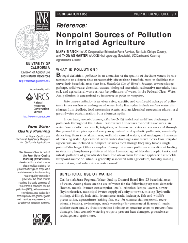 (PDF) Nonpoint Sources of Pollution in Irrigated Agriculture: Farm ...