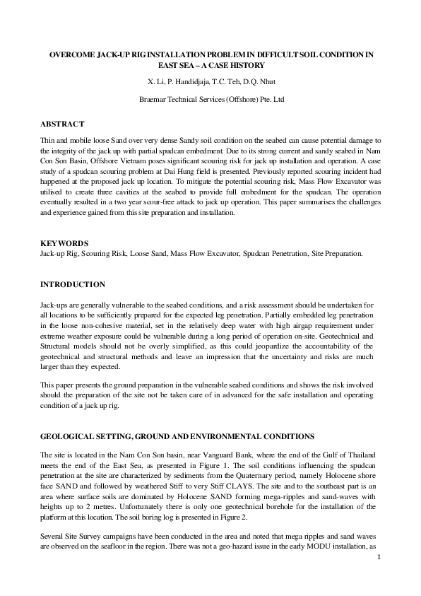 (PDF) OVERCOME JACK-UP RIG INSTALLATION PROBLEM IN DIFFICULT SOIL ...