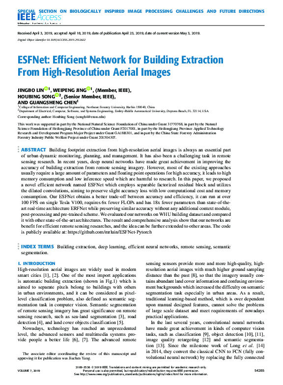 (PDF) ESFNet: Efficient Network for Building Extraction From High ...