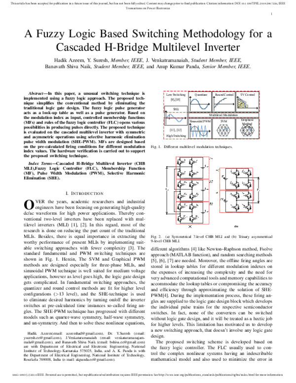 (PDF) A Fuzzy Logic Based Switching Methodology for a Cascaded H-Bridge ...
