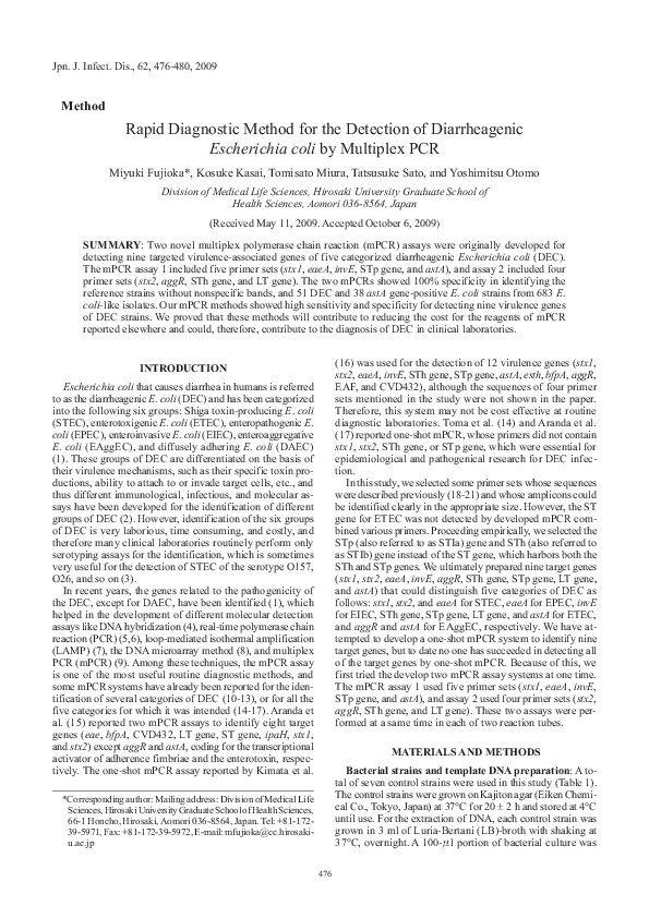 (PDF) Rapid diagnostic method for the detection of diarrheagenic ...