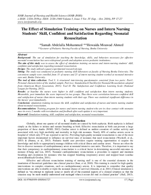 (PDF) The Effect of Simulation Training on Nurses and Intern Nursing ...