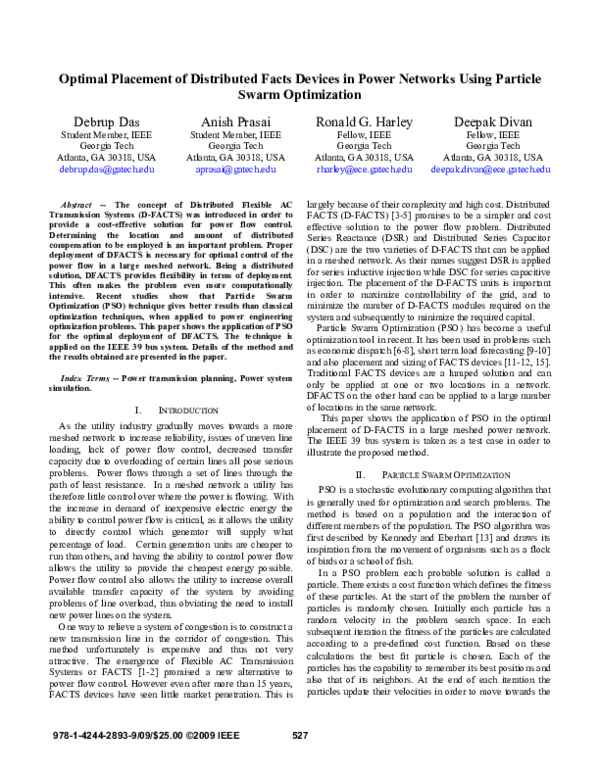 (PDF) Optimal placement of Distributed Facts devices in power networks ...
