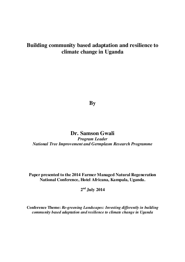 (PDF) Building community based adaptation and resilience to climate ...
