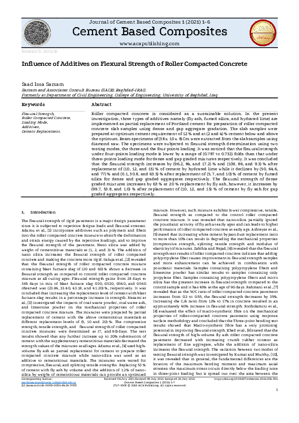 (PDF) Influence of Additives on Flexural Strength of Roller Compacted ...