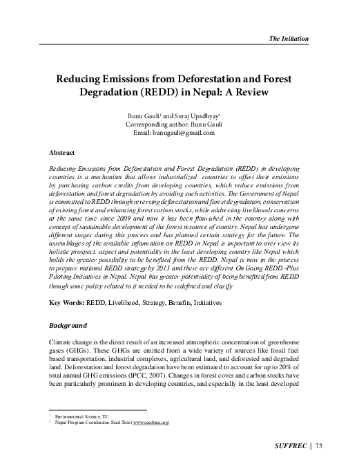 (PDF) Reducing Emissions from Deforestation and Forest Degradation ...