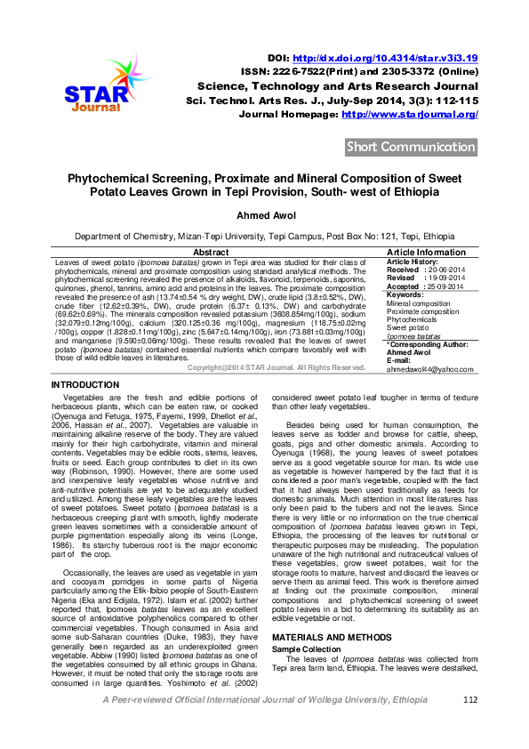 (PDF) Phytochemical Screening, Proximate and Mineral Composition of ...