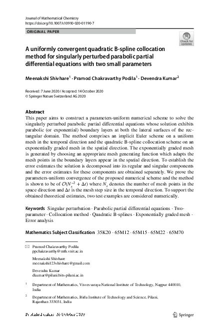 (PDF) A uniformly convergent quadratic B-spline collocation method for ...