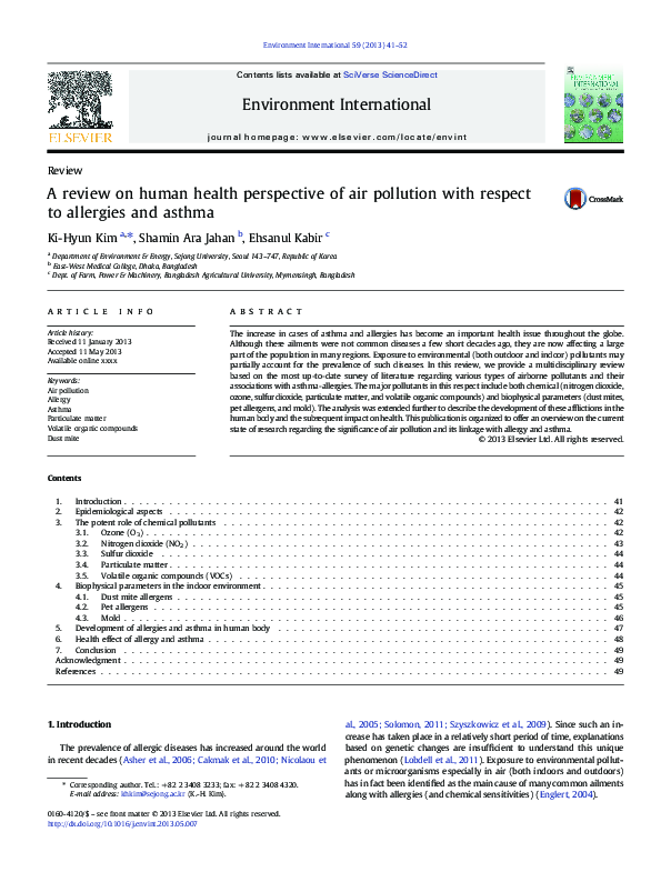 (PDF) A review on human health perspective of air pollution with ...