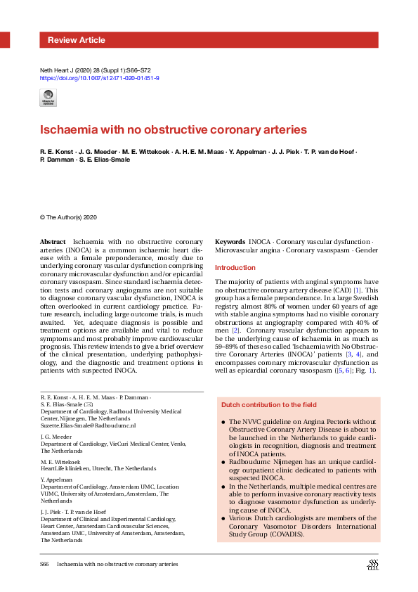 (PDF) Ischaemia with no obstructive coronary arteries