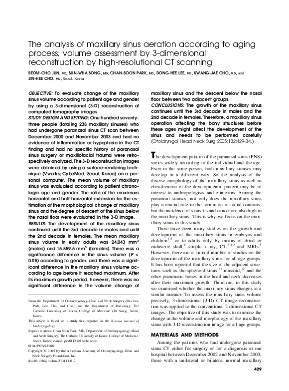 (PDF) The analysis of maxillary sinus aeration according to aging ...