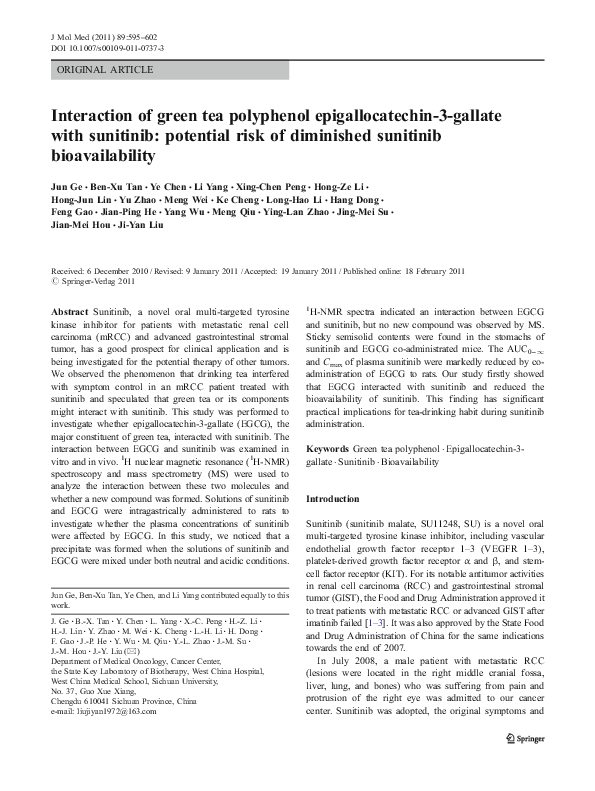 (PDF) Interaction of green tea polyphenol epigallocatechin-3-gallate ...