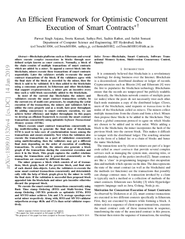 (PDF) An Efficient Framework for Optimistic Concurrent Execution of ...