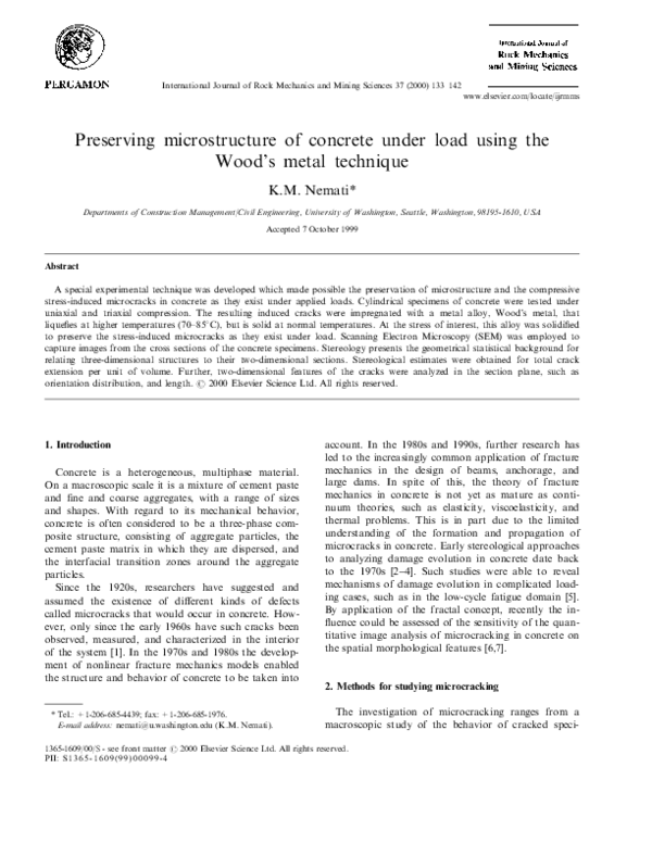 (PDF) Preserving microstructure of concrete under load using the Wood’s
