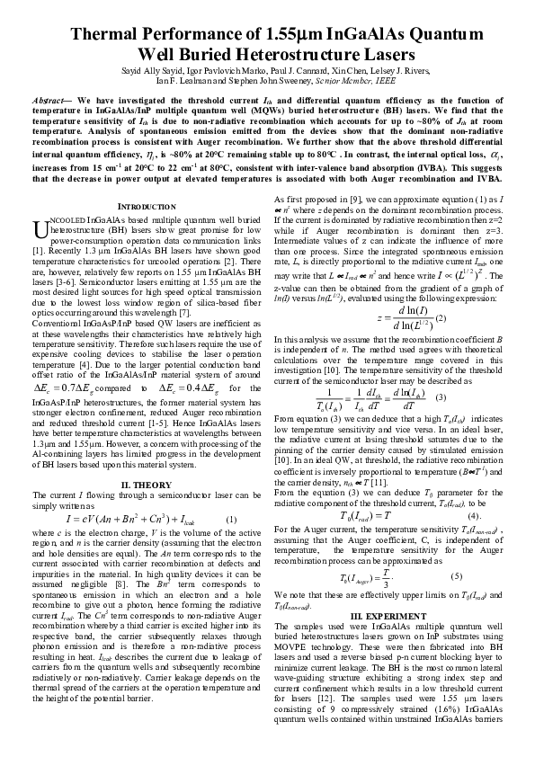 (PDF) Thermal performance of 1.55μm InGaAlAs quantum well buried ...