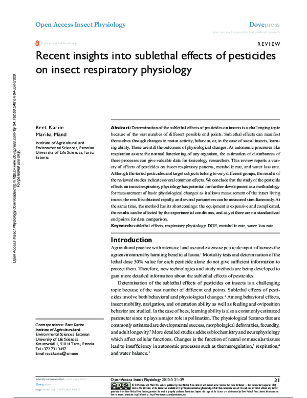 (PDF) Recent insights into sublethal effects of pesticides on insect ...