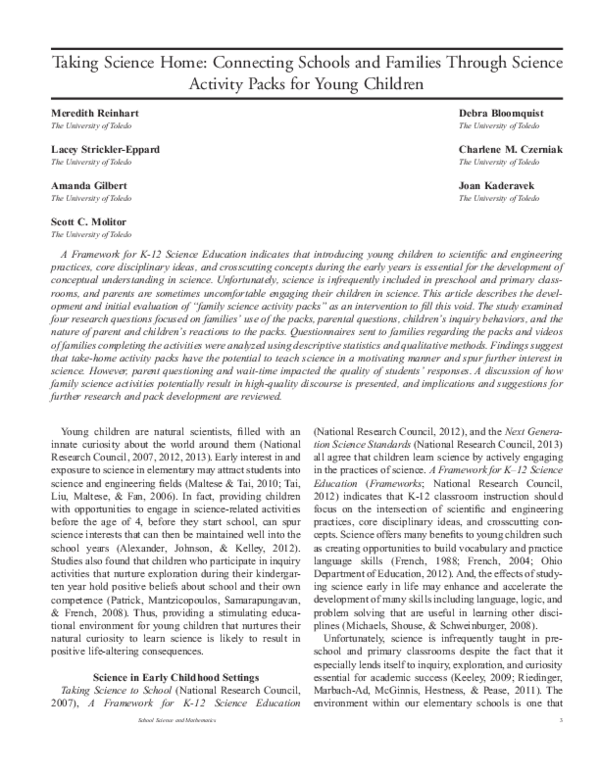 (PDF) Taking Science Home: Connecting Schools and Families Through ...