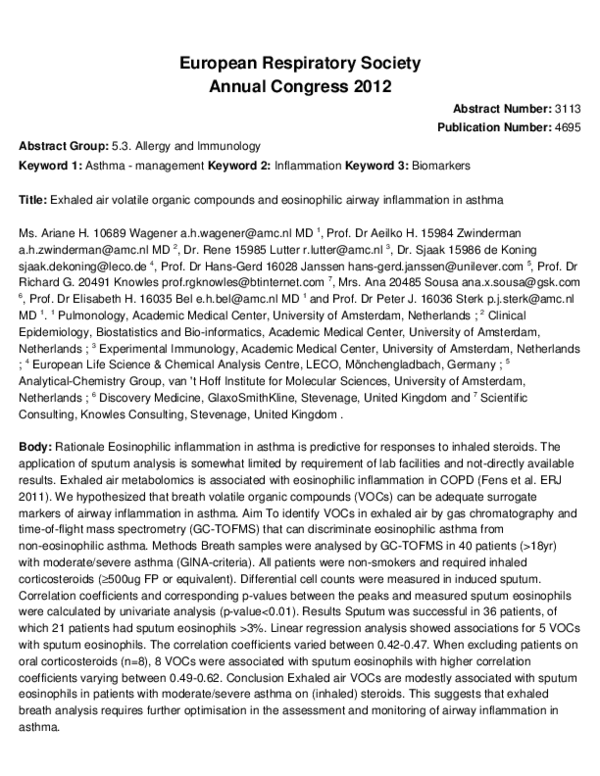 (PDF) Exhaled air volatile organic compounds and eosinophilic airway ...