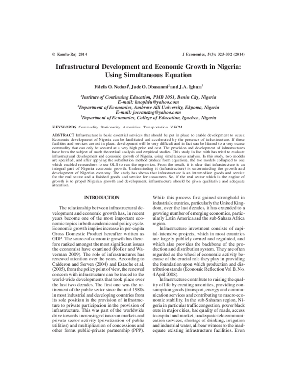 (PDF) Infrastructural Development and Economic Growth in Nigeria: Using ...