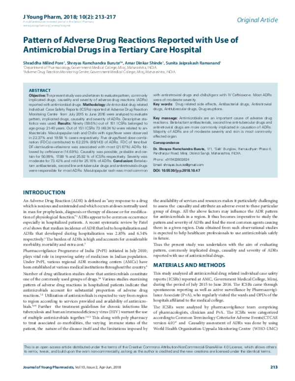(PDF) Pattern of Adverse Drug Reactions Reported with Use of ...