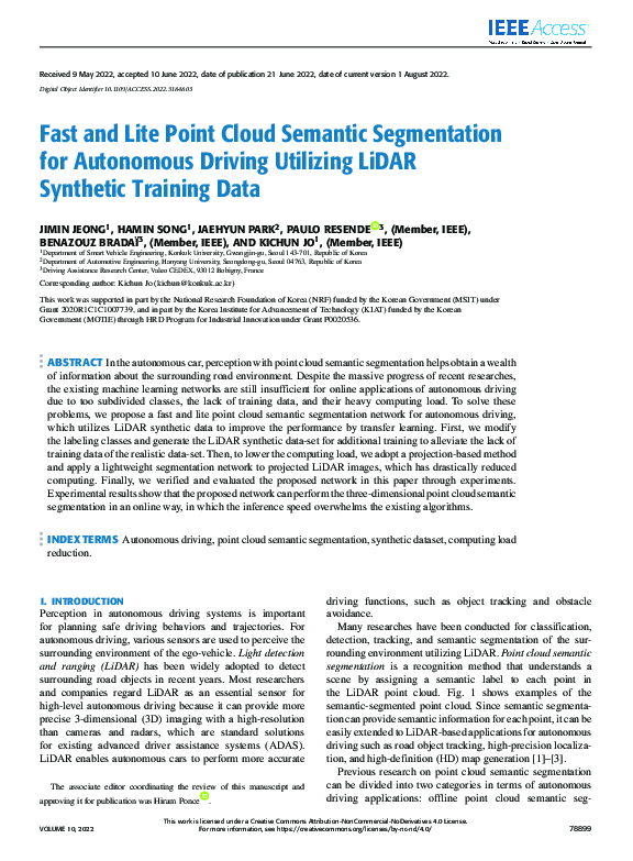 (PDF) Fast and Lite Point Cloud Semantic Segmentation for Autonomous ...