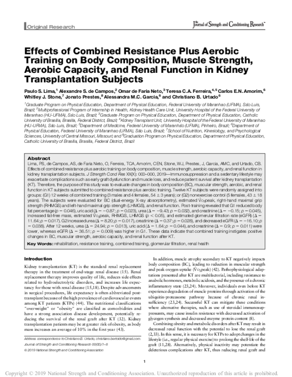 (PDF) Effects of Combined Resistance Plus Aerobic Training on Body ...