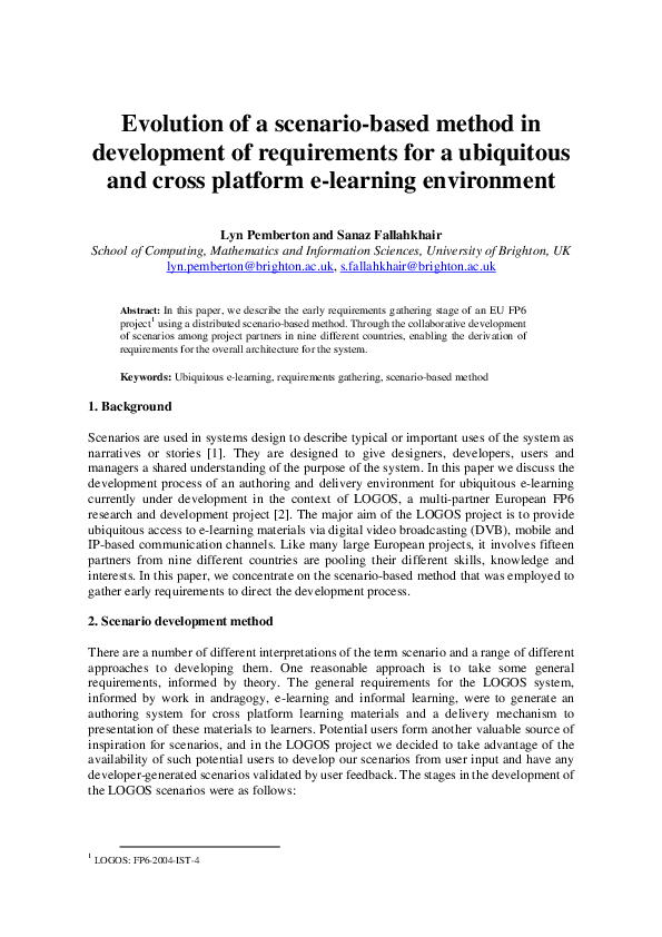(PDF) Evolution of a scenario-based method in development of ...