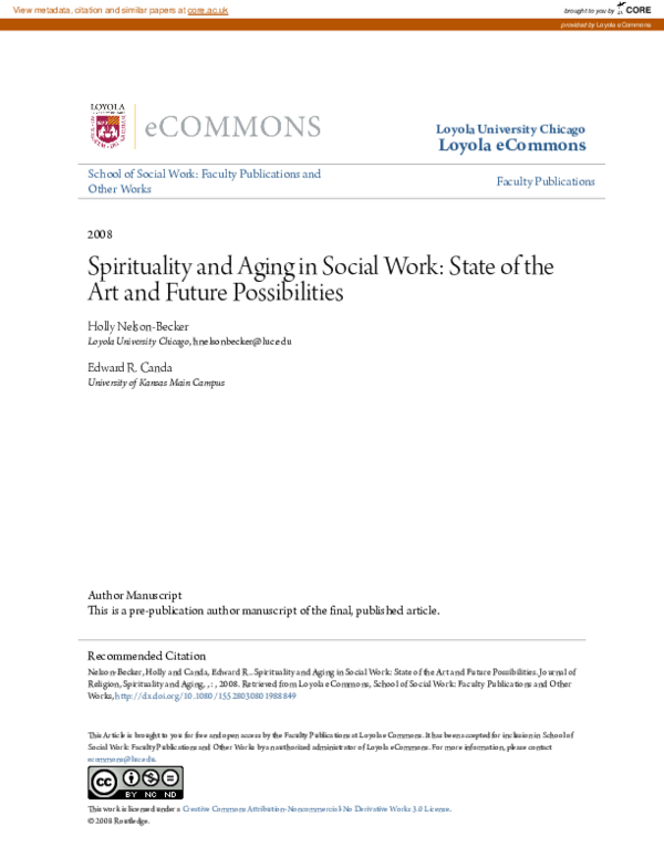 (PDF) Spirituality and Aging in Social Work: State of the Art and ...