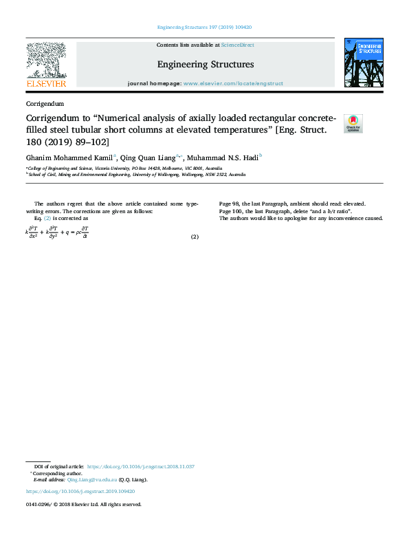 (PDF) Corrigendum to “Numerical analysis of axially loaded rectangular ...