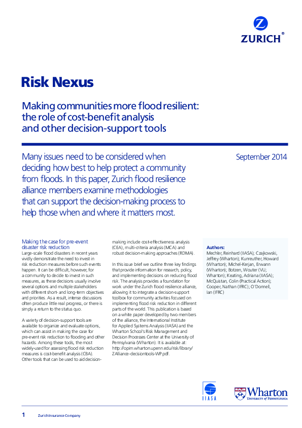 (PDF) Making Communities More Flood Resilient: The Role of Cost Benefit ...