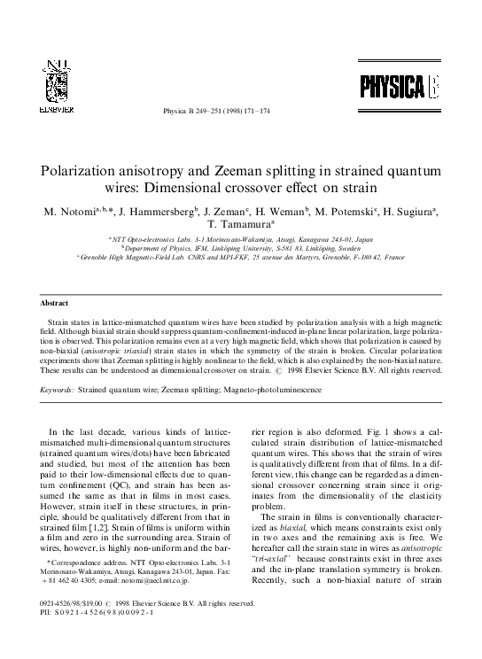 (PDF) Polarization anisotropy and Zeeman splitting in strained quantum ...