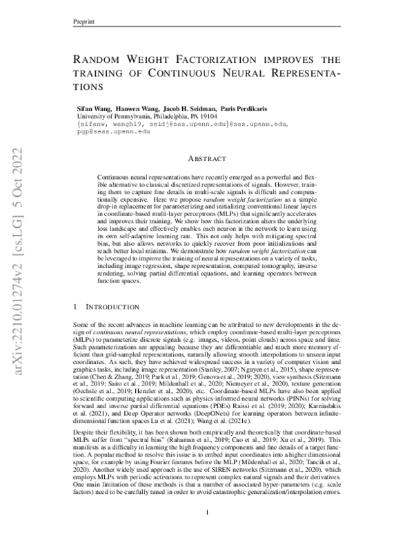 (PDF) Random Weight Factorization Improves the Training of Continuous ...