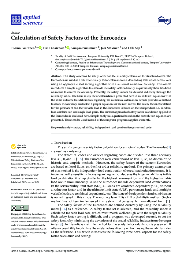 (PDF) Calculation of Safety Factors of the Eurocodes Olli Asp Academia.edu