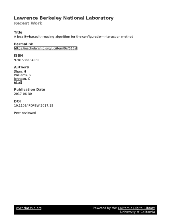 (PDF) A Locality-Based Threading Algorithm for the Configuration ...